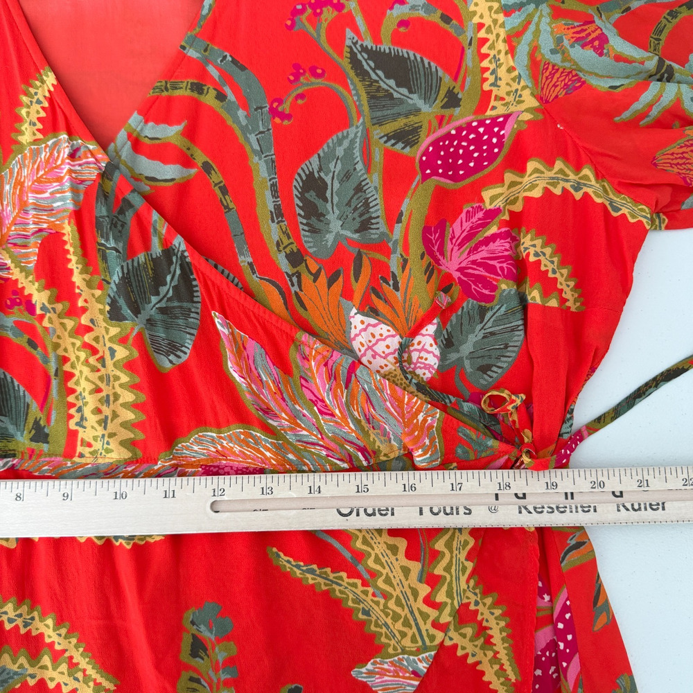 Spartina 449 Wrap Dress XXL Orange Floral Print Rosalee Tropical Vacation Resort - Picture 10 of 11